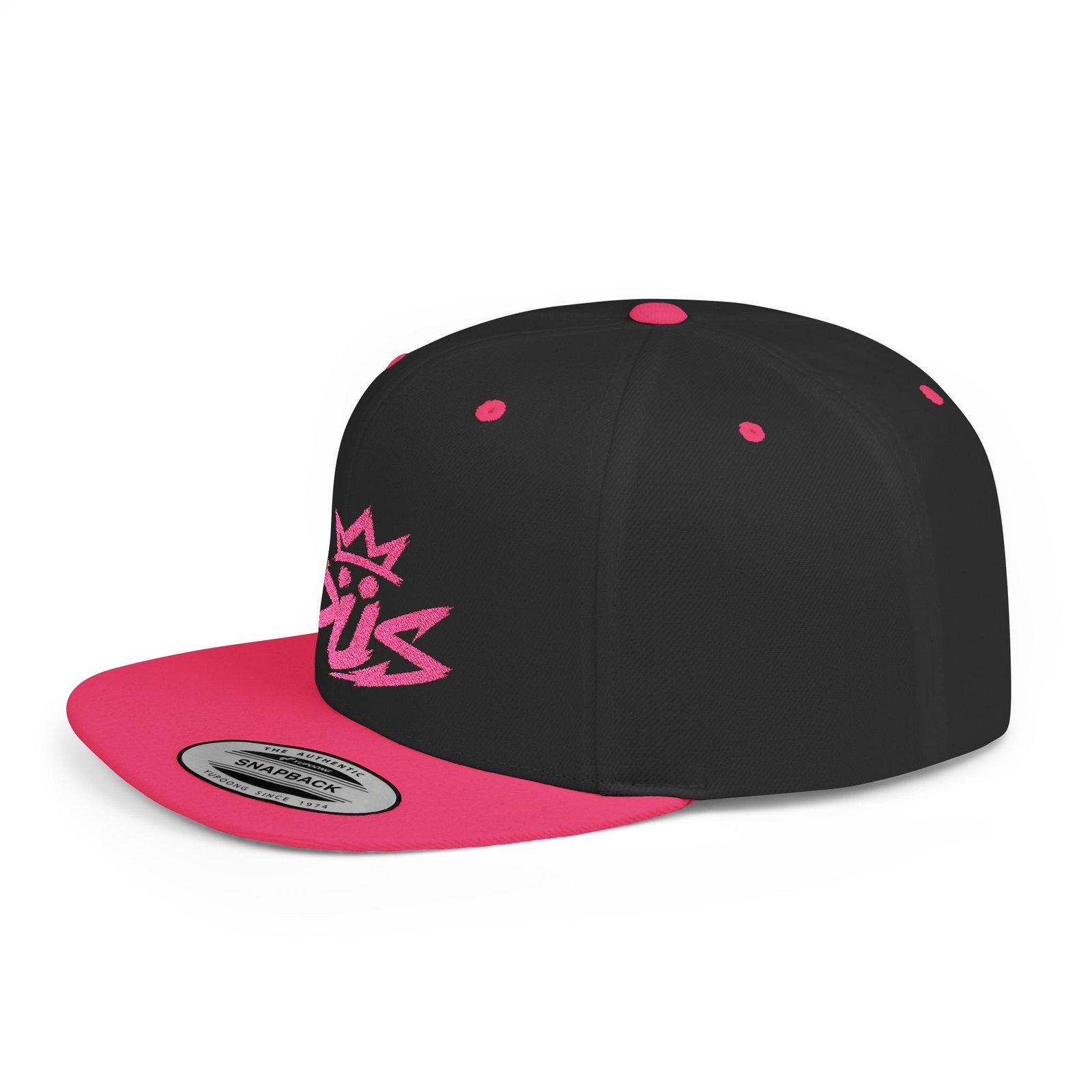 DÜS — The Crownless King Neon Pink Bill Snapback Cap – DJS Crown Streetwear Hat - Image 3